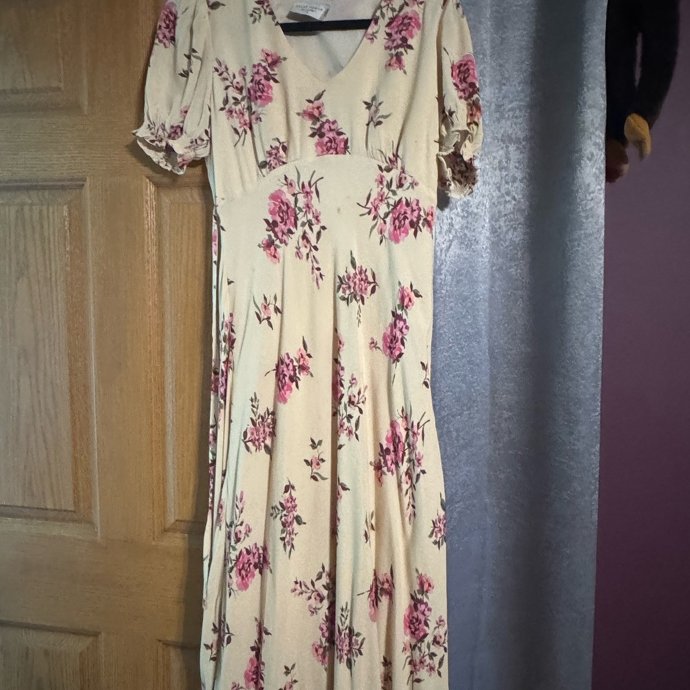 Dress forum cream maxi dress with pink floral print